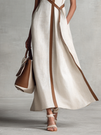 Maxi Dress Sleeveless with V-Neck and Tie Waist for Women