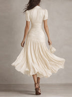 Frances ∙ Retro Striped Satin Midi Dress