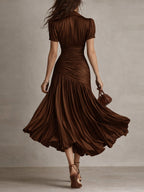 Frances ∙ Retro Striped Satin Midi Dress