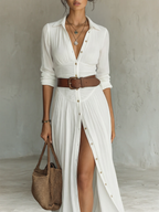 Laura - Long Maxi Dress with Notched Collar