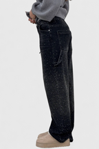 Rhinestone-Embellished Dariya Cargo Balloon Jeans