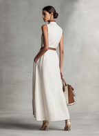 Maxi Dress Sleeveless with V-Neck and Tie Waist for Women
