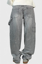 Rhinestone-Embellished Dariya Cargo Balloon Jeans