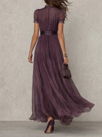 Marie • Long purple dress with keyhole neckline