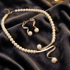 Elegant Wave Pearl Jewelry Set