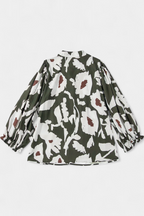 Filomena Relaxed Blouse with Puff Sleeves and Abstract Floral Design