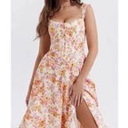 Freya™ - Corset-Style Floral Midi Dress