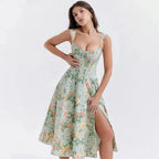 Freya™ - Corset-Style Floral Midi Dress