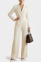 Ximena High-Waisted Long Sleeve Jumpsuit Featuring Pockets