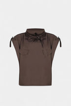 Cassis Ruffled Collar Belted Jumpsuit with Straight Cut