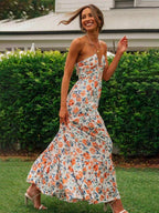 Louise™ - Floral Print Maxi Dress with Elegant Neckline