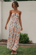 Louise™ - Floral Print Maxi Dress with Elegant Neckline