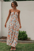 Louise™ - Floral Print Maxi Dress with Elegant Neckline