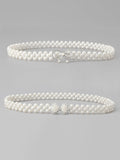 Set of 2 Women's Imitation Pearl and Rhinestone Chain Belts
