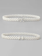 Set of 2 Women's Imitation Pearl and Rhinestone Chain Belts