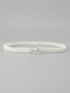 Set of 2 Women's Imitation Pearl and Rhinestone Chain Belts